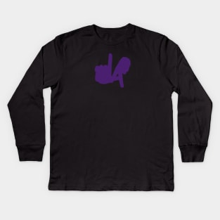 Medium LA Hands Silhouette, Purple Kids Long Sleeve T-Shirt